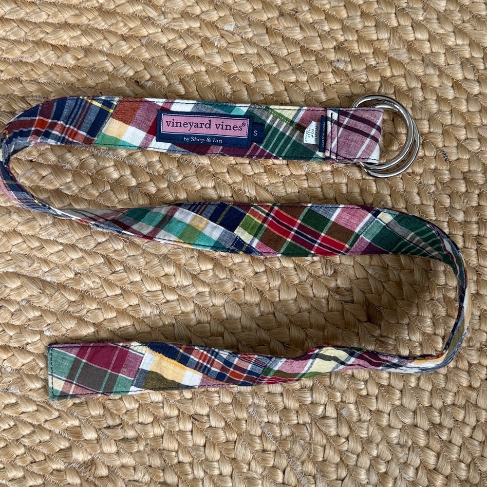 VINEYARD VINES MADRAS PLAID BELT BY SHEP & IAN. 100%COTTON. SIZE S